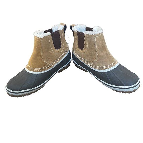 Eddie Bauer Waterproof Leather Boots Hunt Pac Slip On Faux Fur Lining Women’s 7 - Picture 2 of 10